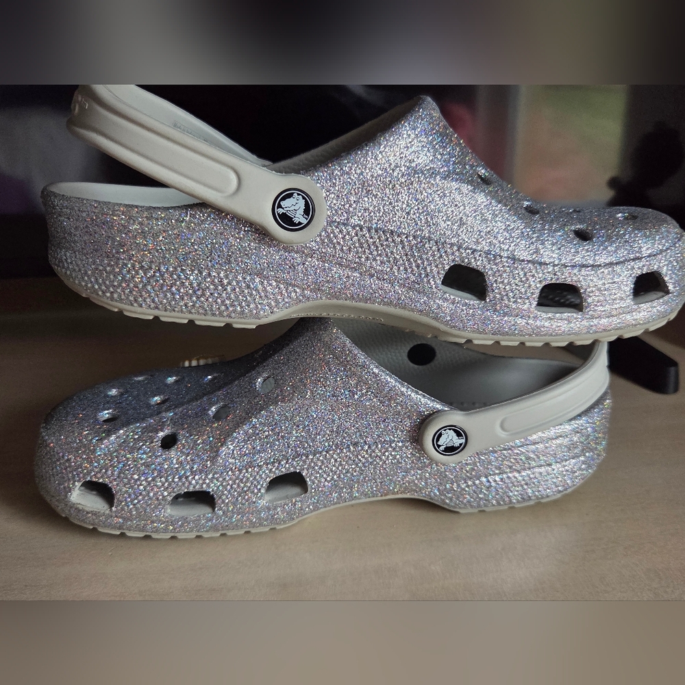 Crocs Baya Festival Silver Glitter Clog Women Sz 11 (Jibbitz NOT Included) - Picture 6 of 12